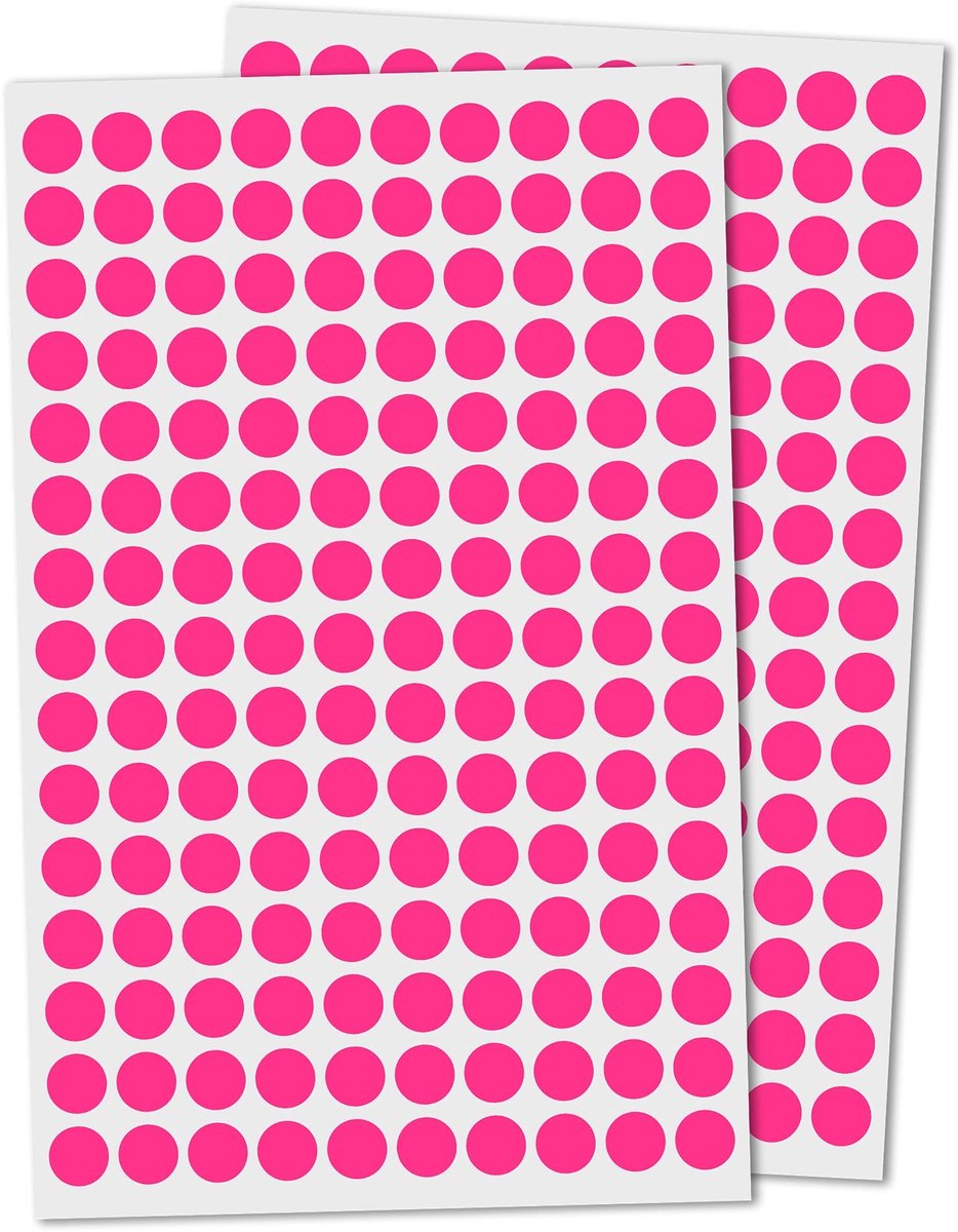 Dailygoods - Dailygoody - 3000 Stuks Ronde Stickers - Gekleurde Puntstickers - Zelfklevende Etiketten - Roze - Perfect voor Organisatie - 10 Kleuren Beschikbaar