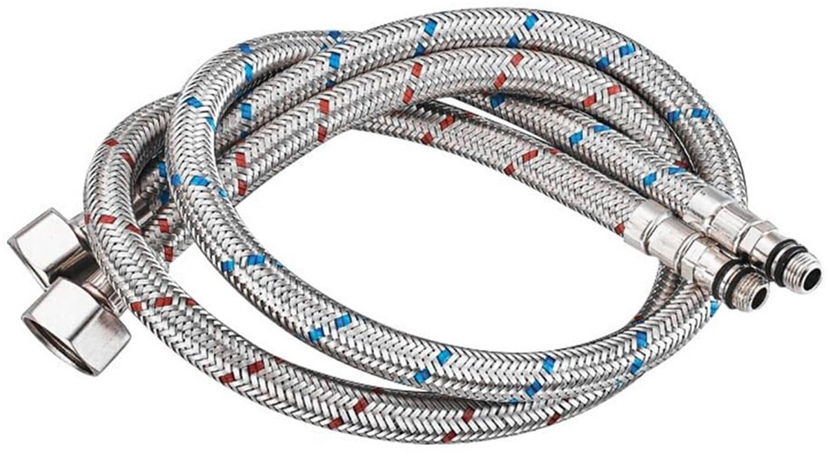 Dailygoods - Dailygoody - Flexibele Aansluitingen - 80cm Aansluitingen - Geschikt voor Keukenmengkranen - M10 X 1/2 Fitting - Duurzaam en flexibel - Handige instal...