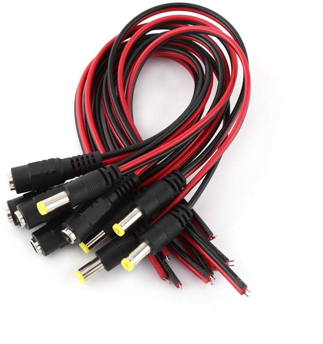 Dailygoody - DC Pigtail Kabel - Beveiligingscamera - 12V Aansluiting - Zwart - Eenvoudige Connectiviteit - 10 Stuks