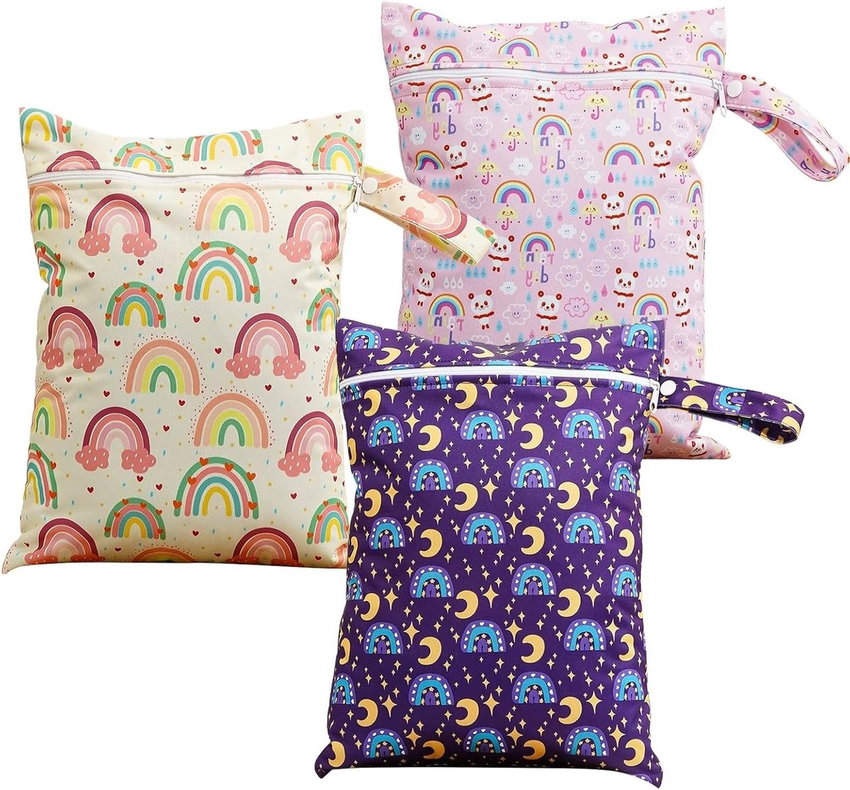 Set van 3 Waterdichte Tassen, Reis- en Zwemtassen voor Strand, Draagbare Luiertas voor Kinderen, Herbruikbaar, Polyester, 36 x 26 cm, Ideaal voor Vakantie en Sportactiviteiten