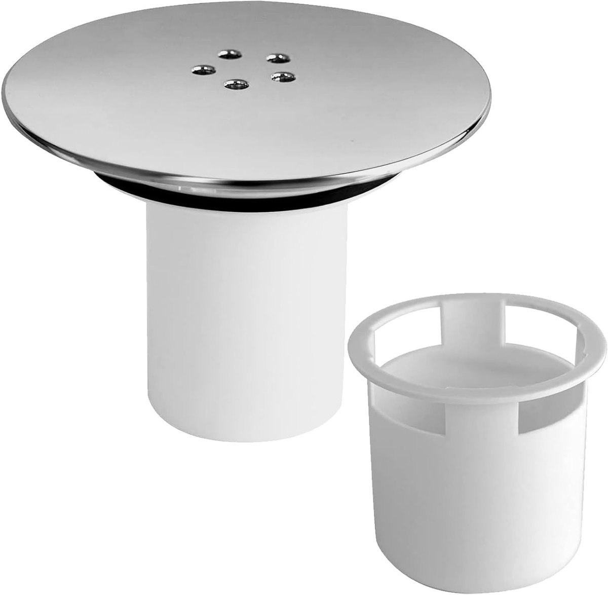 Vervangbare Doucheafvoer Deksel in Chroom, Geschikt voor Badkamer en Douche, Inclusief Sifon Lid en Accessoires