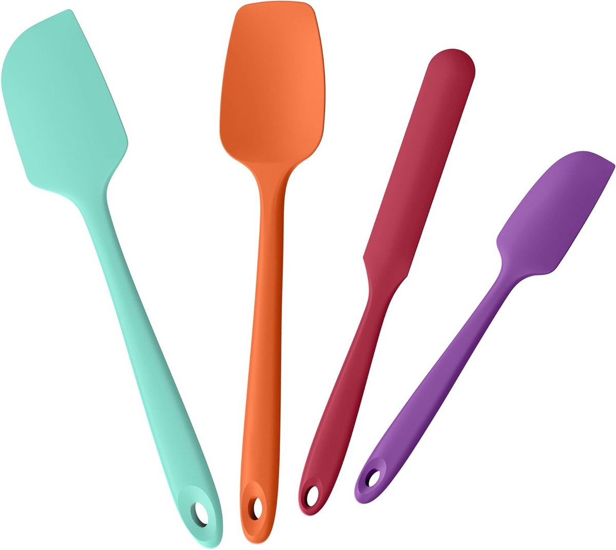 Siliconen Spatel Set voor de Keuken, Hittebestendig en BPA-vrij, Flexibele Mengspatels voor Bakken, Vaatwasserbestendig, 4 Stuks in Multicolor