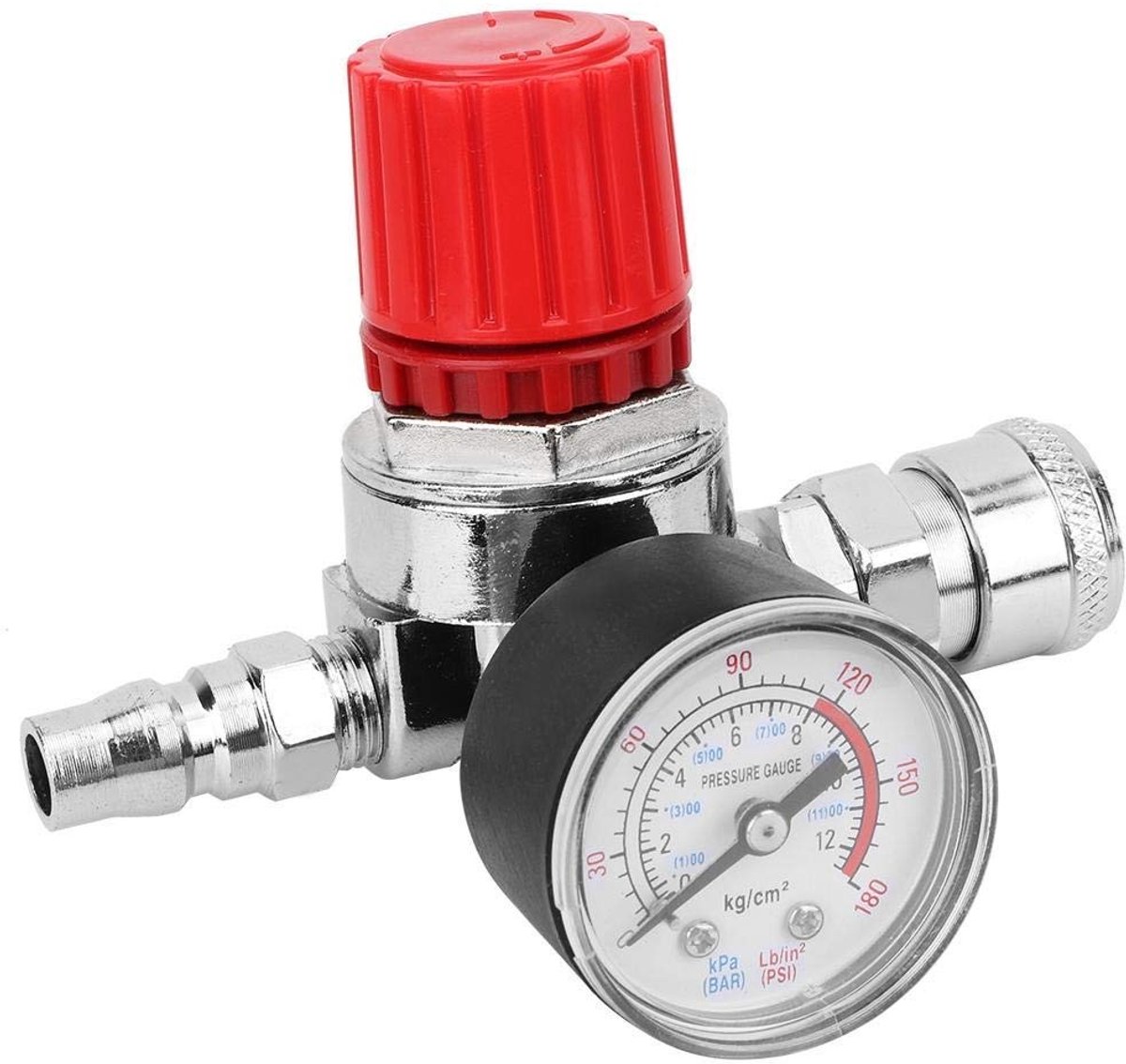 Dailygoods - Dailygoody - Drukregelaar Schakelaar Regelklep - Luchtcompressor Accessoire - Inclusief manometer - Mannelijke/Vrouwelijke connector - Voor luchtdrukr...