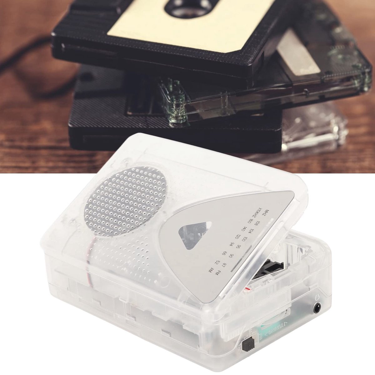 Dailygoods - Dailygoody - Draagbare cassettespeler - Cassette naar MP3 Converter - Compact en lichtgewicht - Transparant - AM FM cassettespeler - Geschikt voor muz