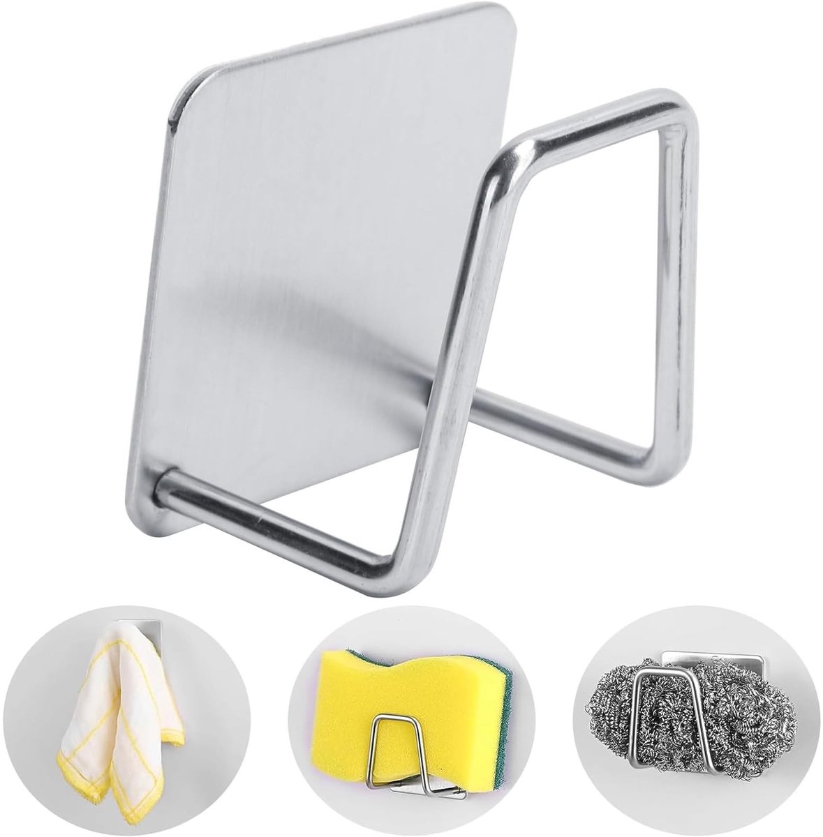 Dailygoods - Dailygoody - Stijlvolle RVS Sponshouder voor de Keuken - Sterke Zelfklevende Spons Caddy