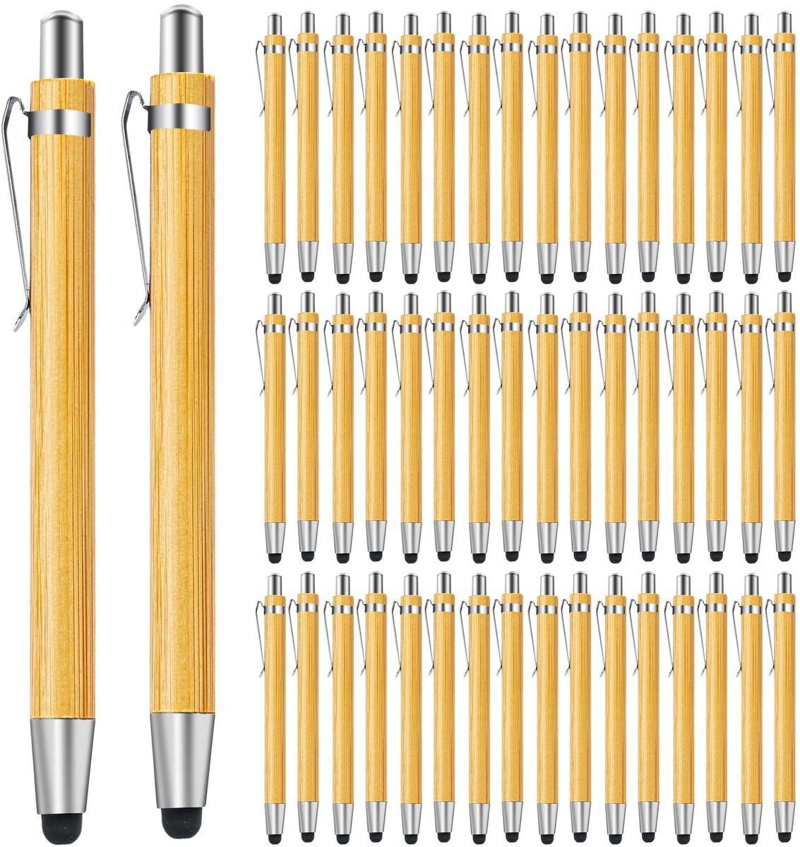 Dailygoods - Dailygoody - Bamboe balpen - Houten balpen set - Milieuvriendelijk en herbruikbaar - Zwart met touchscreen - Schrijven en journaling - Kantoorbenodigd...