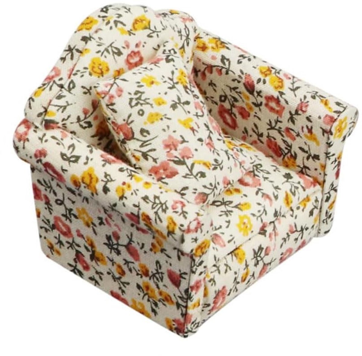 Dailygoods - Dailygoody - Poppenhuis sofa - Miniatuur meubilair - Modern design - Gele bloemen - Accessoires voor poppenhuis - Geschikt voor 36 maanden en ouder - ...