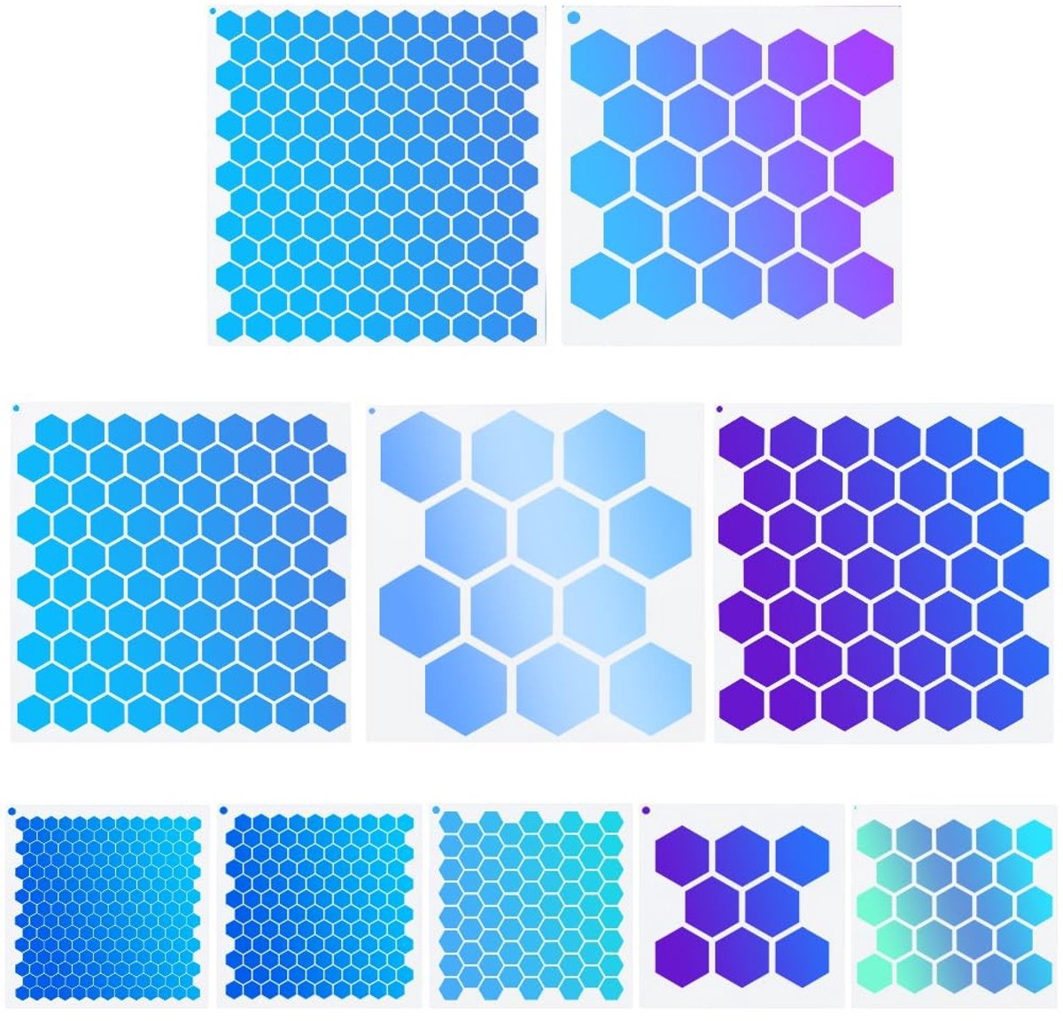Dailygoods - Dailygoody - Grote Honingraat Verf Stencils - Herbruikbaar - 10 Stuks - Voor Schilderen - Multifunctioneel - Creatief DIY