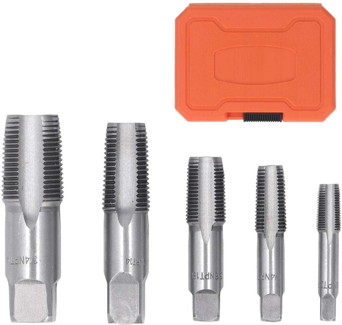 Dailygoods - 5-delige Pijptapset van Koolstofstaal voor Nauwkeurige Schroefdraad
