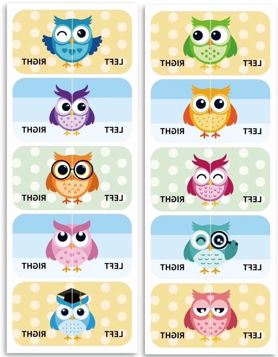 Schoenen Stickers voor Leren Schoenen, Uil Ontwerp, 100 Stuks (50 Pairs), Zelfklevende Labels voor Gemakkelijk Aantrekken van Schoenen