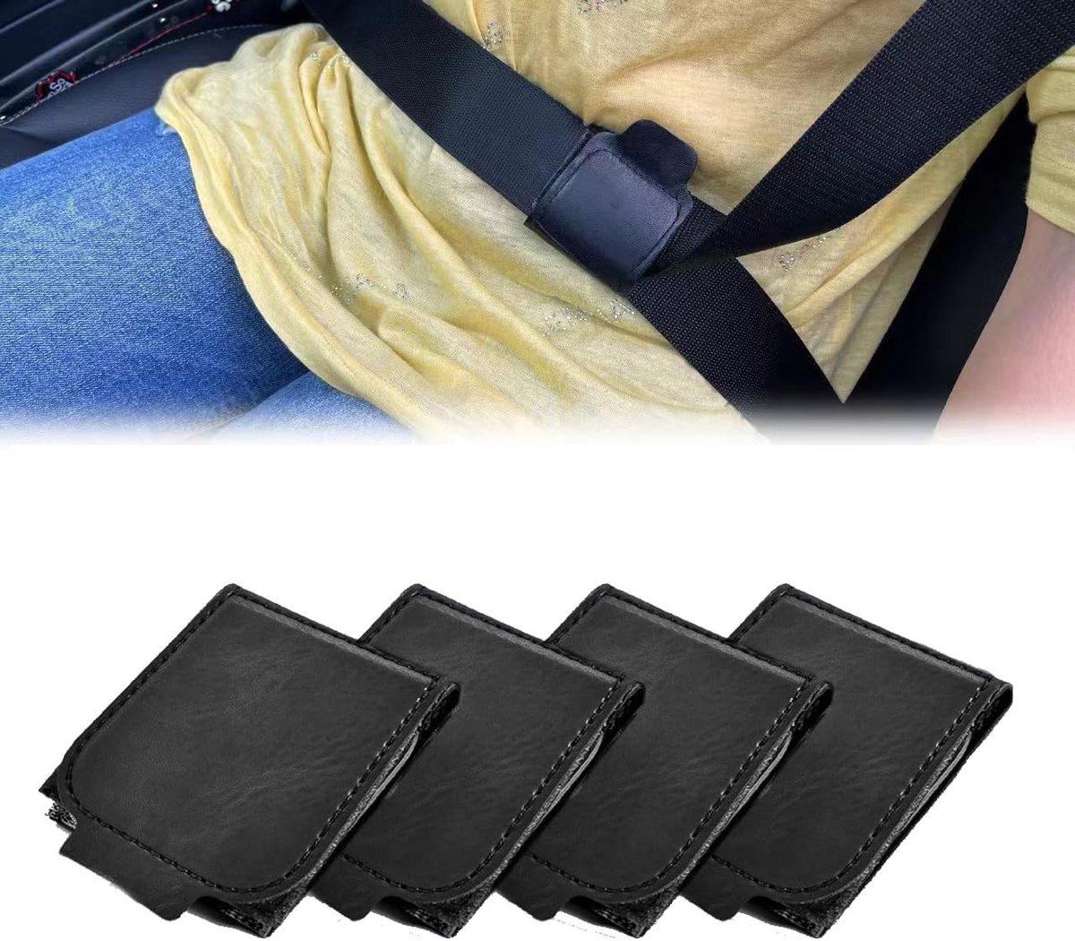 Dailygoods - Verstelbare Veiligheidsgordelclips Universeel 4 Stuks