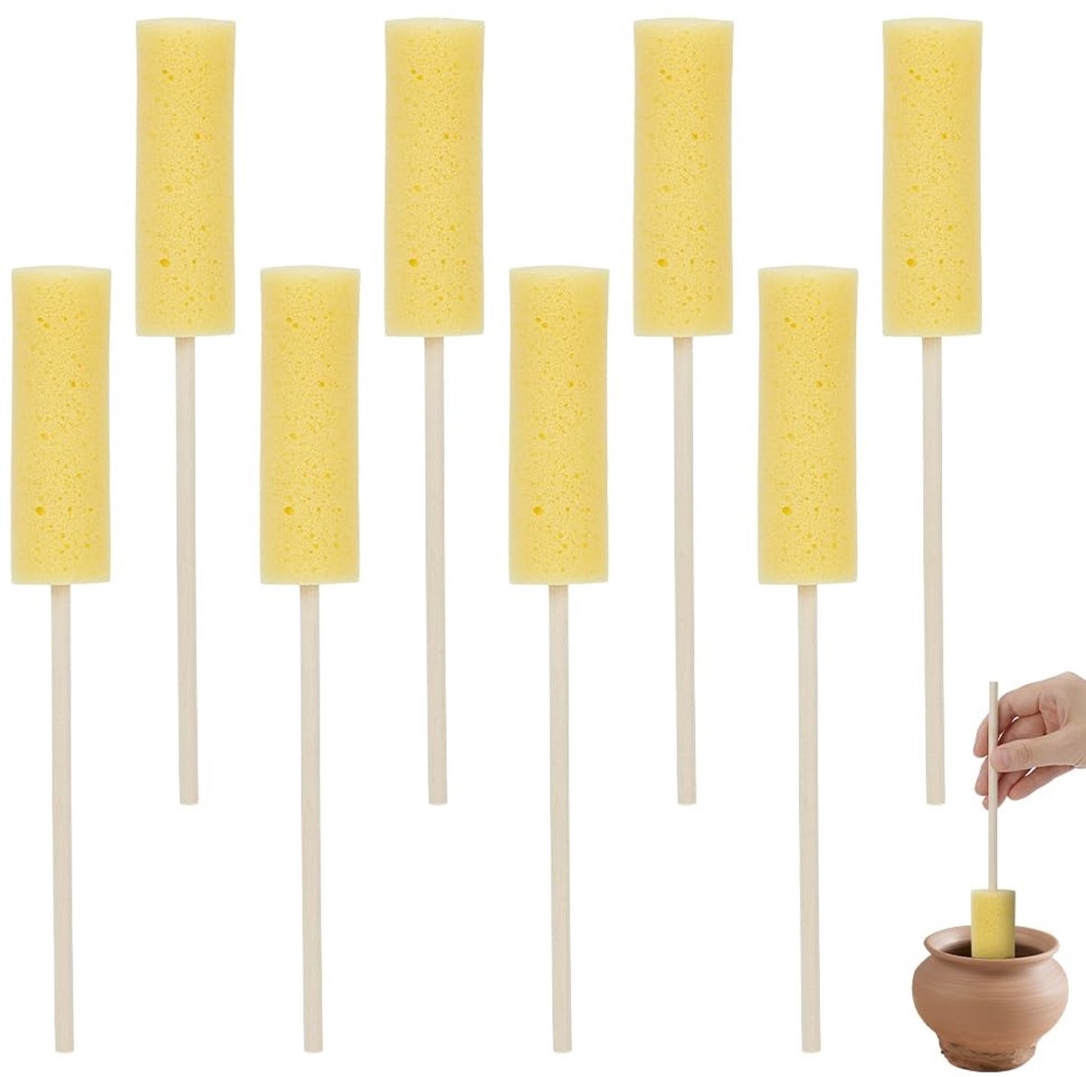 Dailygoods - 8 Stuks Aardewerk Sponzen Stok voor Keramische Projecten