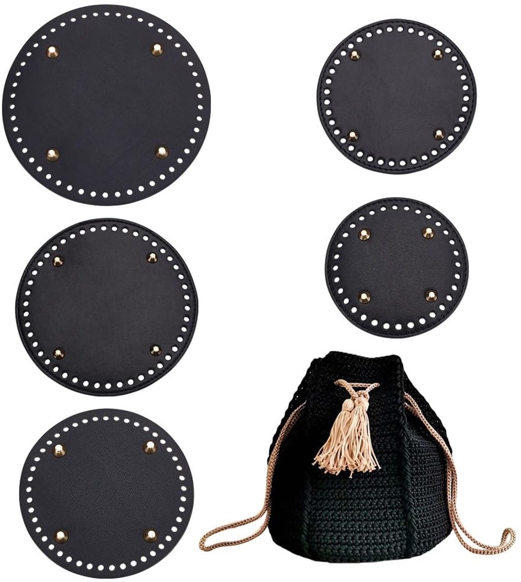 Dailygoods - Dailygoody - Tas bodem shaper - Handgemaakt - Zwart - PU lederen kussen - Ronde gehaakte zak bodem - Geschikt voor tote handtas en schoudertassen
