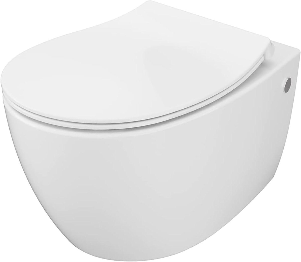 Hangtoilet zonder spoelrand - Wandtoilet diepspoeler - Badkamer Hygiëne - Softclose Duroplast zitting - 51 cm lang - Wit