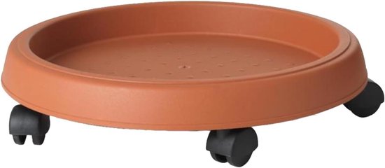 Onderzetters met wieltjes - Plantrollers - Planten verplaatsen - Makkelijk verrijdbaar - 25 cm - Terracotta