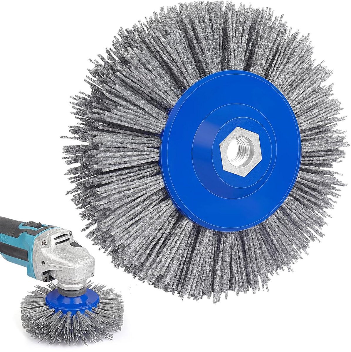 Sanding borstel met korrel 80 voor polijsten, 150mm nylon borstel voor een gladde afwerking, M14 schroefdraad borstel