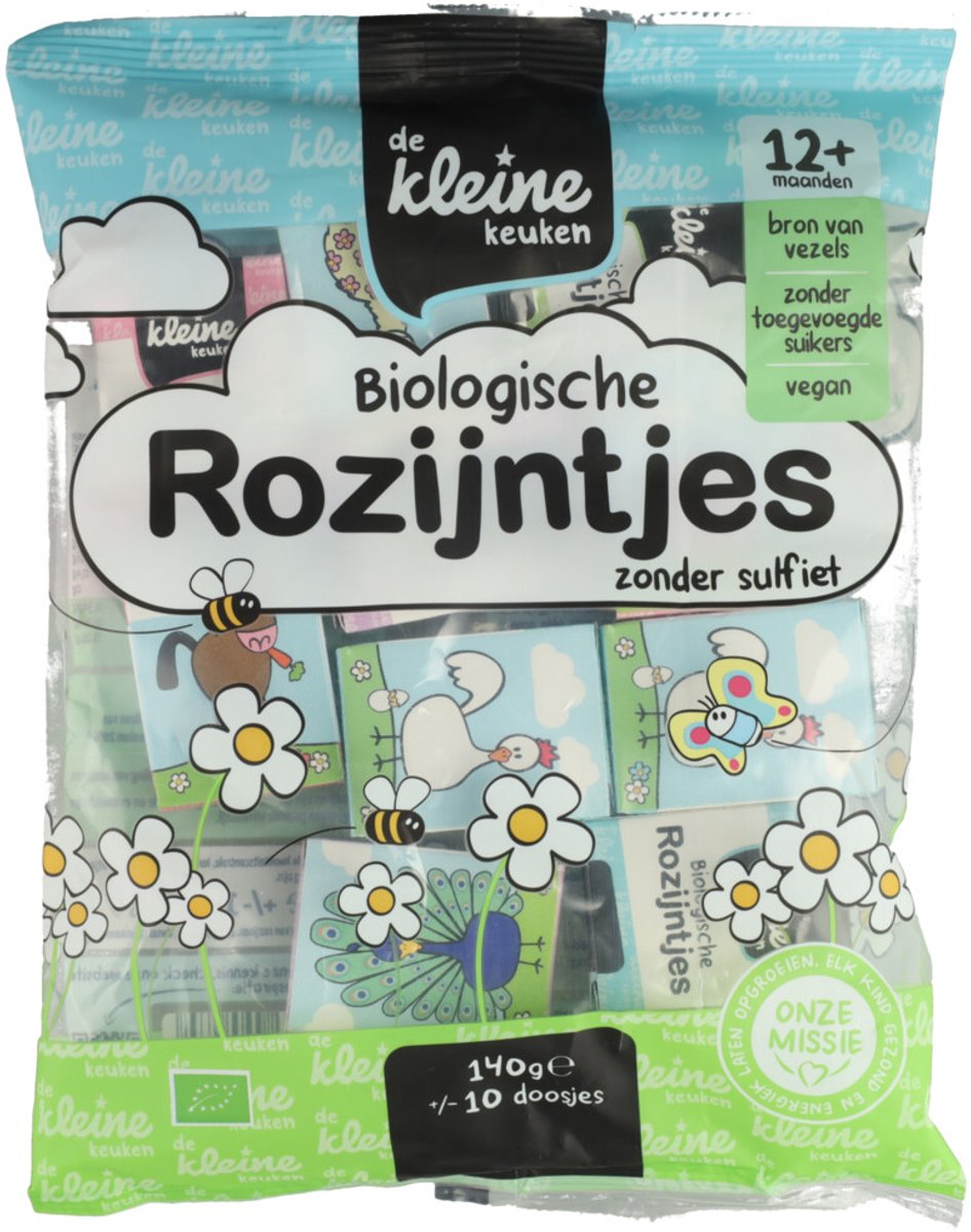 de Kleine Keuken Bio Rozijntjes - 3 x 140 gr - Voordeelverpakking