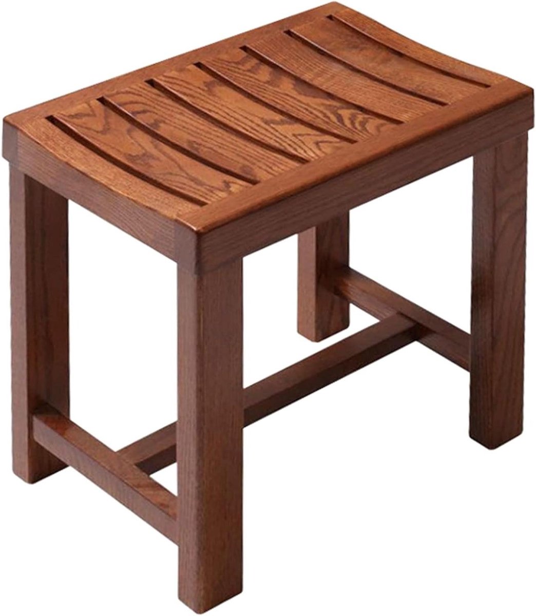 Badkamer Kruk - Houten Zitje - Douchen Zonder Zorgen - Massief Cipressenhout - 45 cm Hoog - Bruin