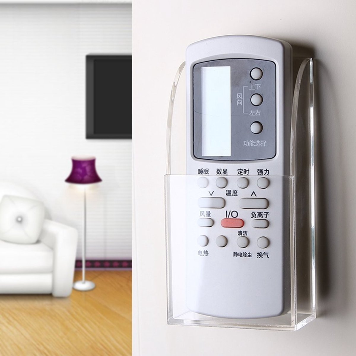 Virtubuy - Acryl Air Conditioner Remote Control Holder - Opbergbak voor afstandsbediening - Transparant - Wandmontage - Organizer voor TV afstandsbe...