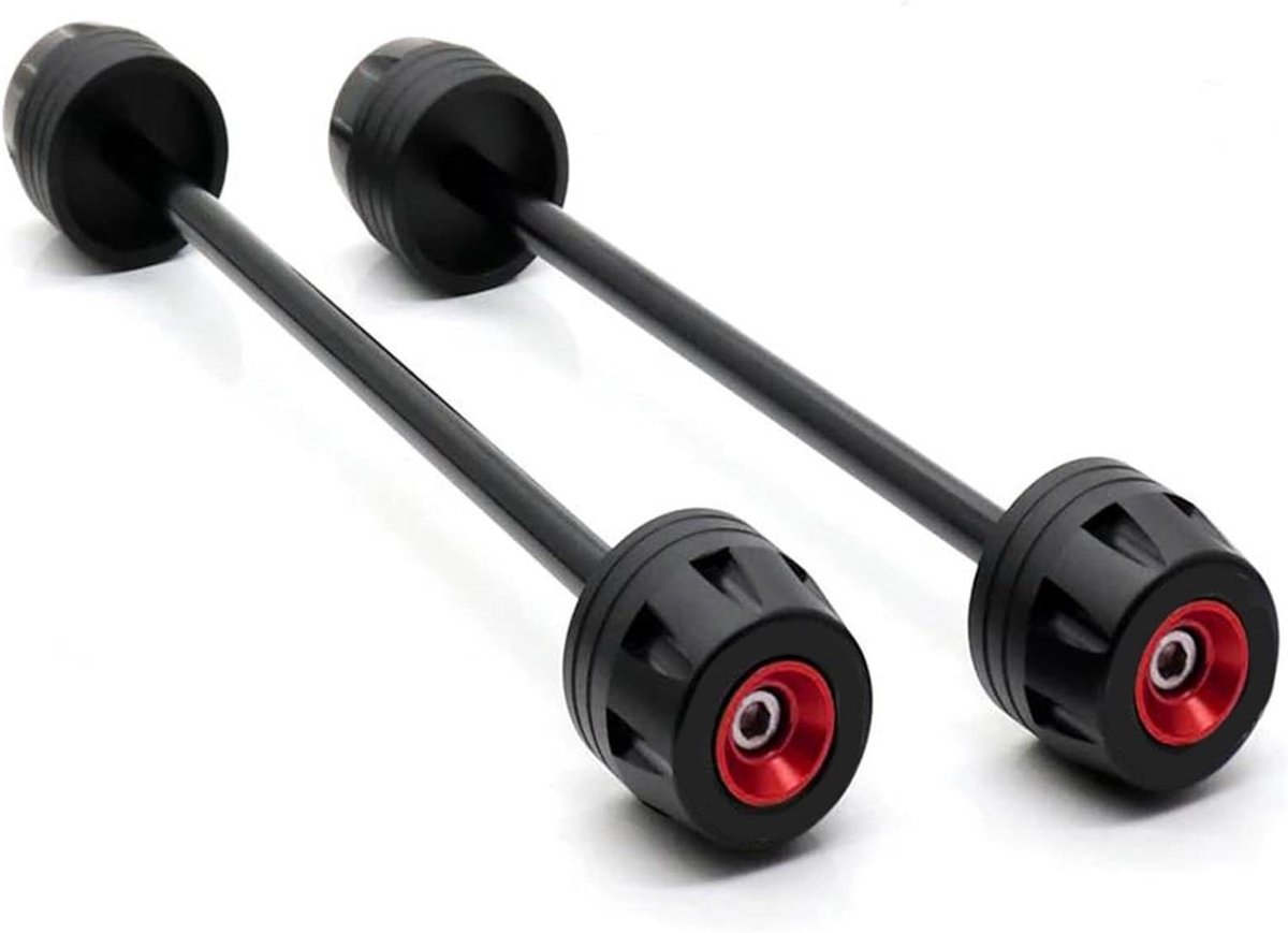Valdoppen Motorfiets - Crash Protectors As - Bescherming Motor - CNC Aluminium - Voor As - Rood