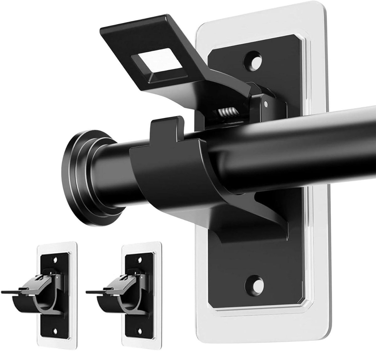 Gordijnroede Houders - Zonder Boren - Raambekleding Ophangen - Versterkte Draagkracht - 3cm Standaard - Mat Zwart