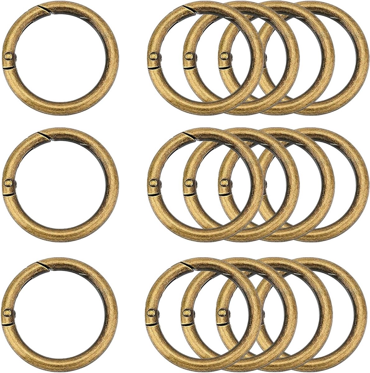 Set van 15 Grote Ronde Carabiner Haken 39 mm voor Sleutels, Handtassen en Creatieve Projecten (Brons)