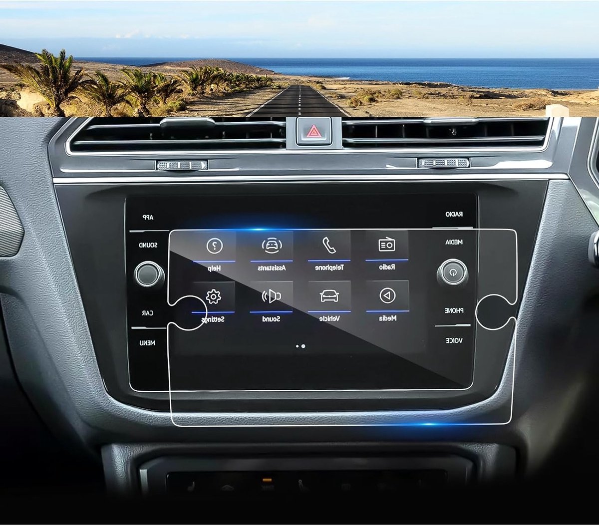 Navigatie Beschermfolie voor VW Tiguan 2 (2020-2023) - Tempered Glass, Schermbeschermer, 9H Krassenbestendig voor GPS Scherm (8 Inch)