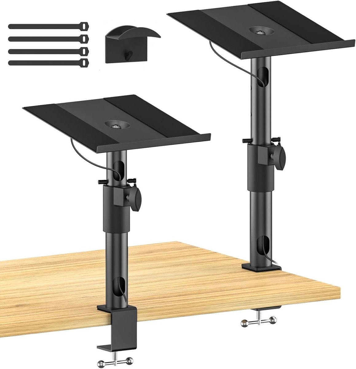 Verstelbare Studio Monitor Statieven voor Desktop - Stevige Boekenplank Speakers met Hoogte- en Hoekverstelling, Perfect voor Geluidskwaliteit en Professioneel Gebruik