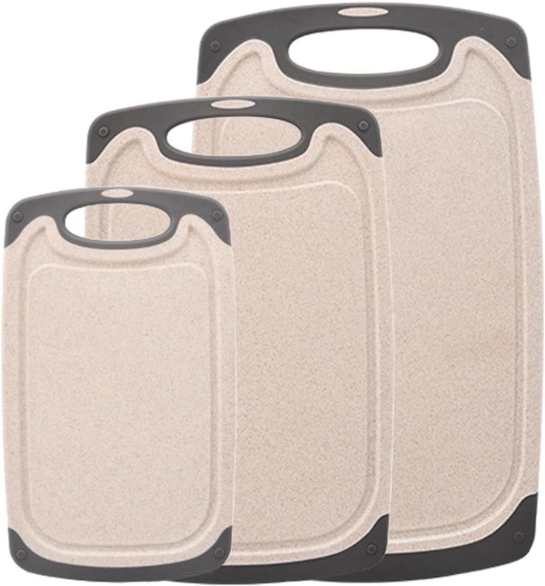 Set van 3 Snijplanken voor de Keuken - Grote en Kleine Snijplankenset, Vaatwasmachinebestendig, Met Sapgroef en Antislip Design