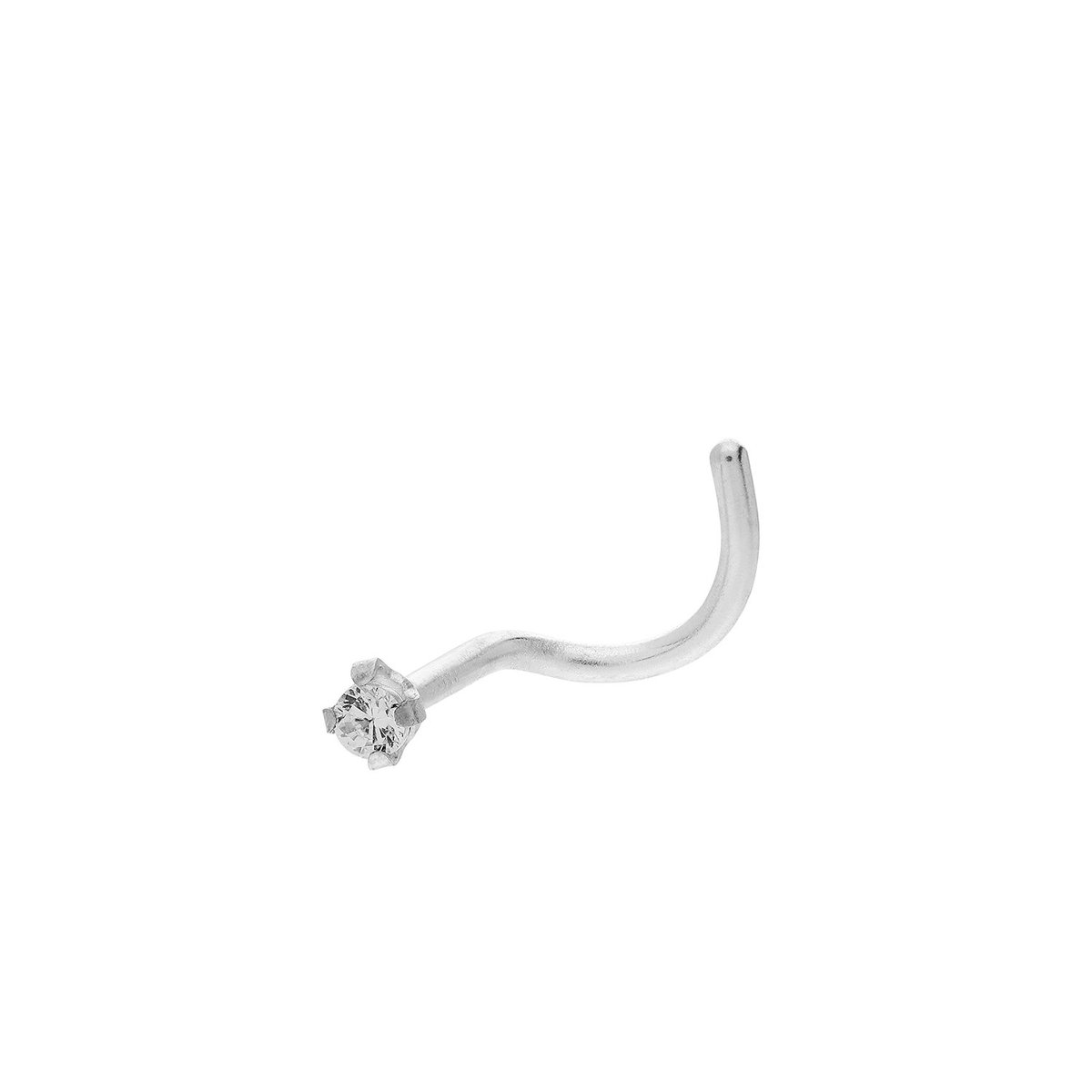 Lucardi - Unisex Stalen neuspiercing met zirkonia - Piercing - Staal - Zilverkleurig