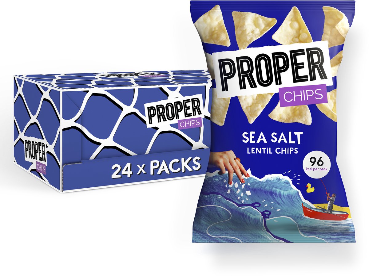 Proper Lentil Chips - Sea Salt - Zeezout - 24 x 20 gram