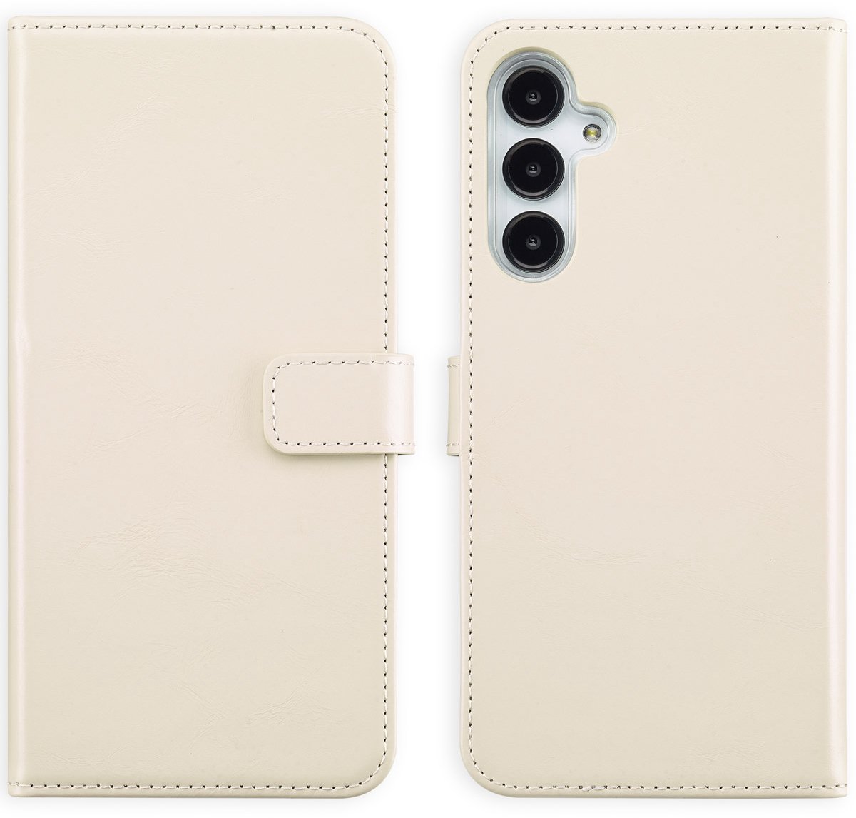Selencia Hoesje - Geschikt voor Samsung Galaxy A16 (4G) / A16 (5G) - Echt Lederen Bookcase - Greige