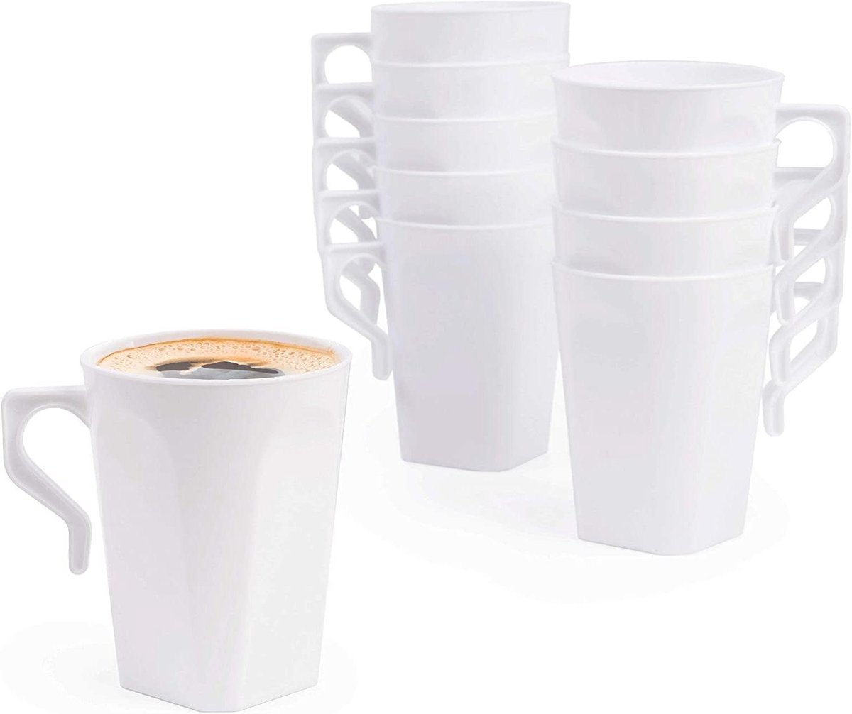 Koffiekopjes - Koffiemokken - Feestjes en kamperen - Stapelbaar en herbruikbaar - 240 ml - Wit