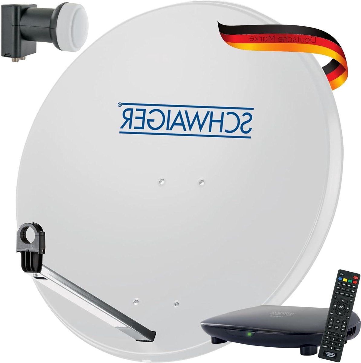 Satellietpakket - Schotel ontvanger - Televisie kijken - Twin LNB - 80 cm - Lichtgrijs