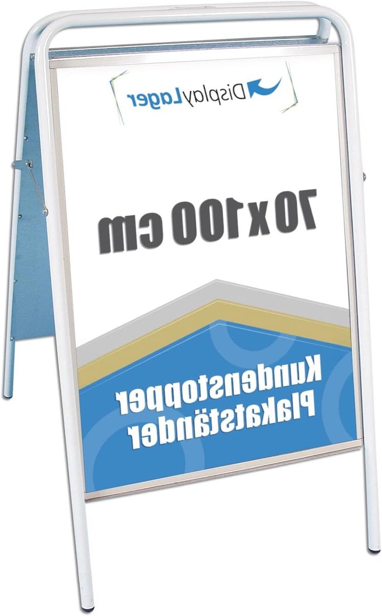 Klantenstopper Staal - Posterstandaard Stoep - Reclame Buiten - Weerbestendig Dubbelzijdig - 70 x 100 cm - Wit