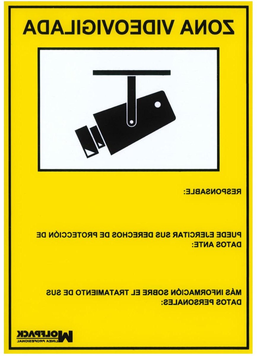 Waarschuwingsbord - Camerabewaking - Gebied Beveiligen - Spaanstalig - 30 x 21 cm - Cranberry