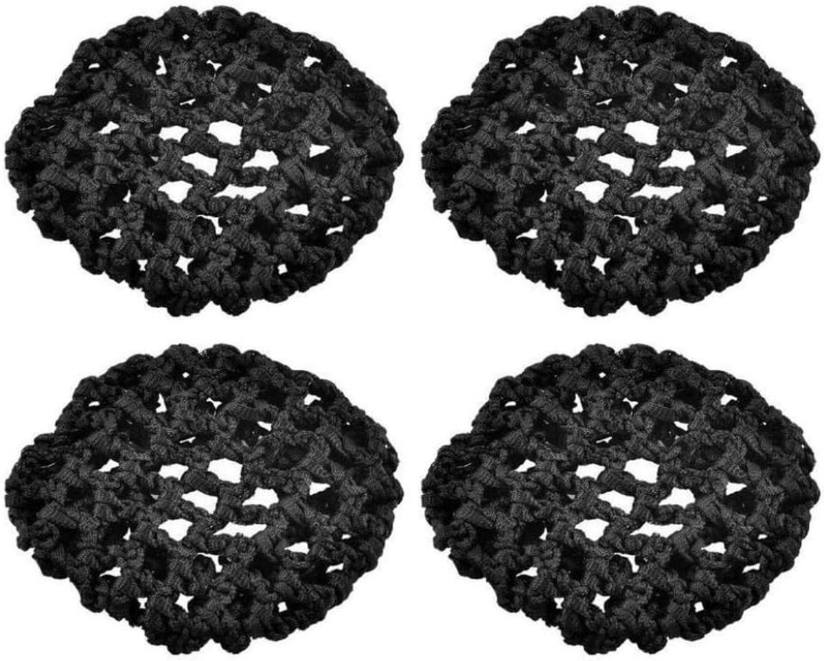 Haarnetjes Nylon - Knot Haar Net - Net Haar Houden - Dikke Touw Mesh - 4 Stuks - Zwart