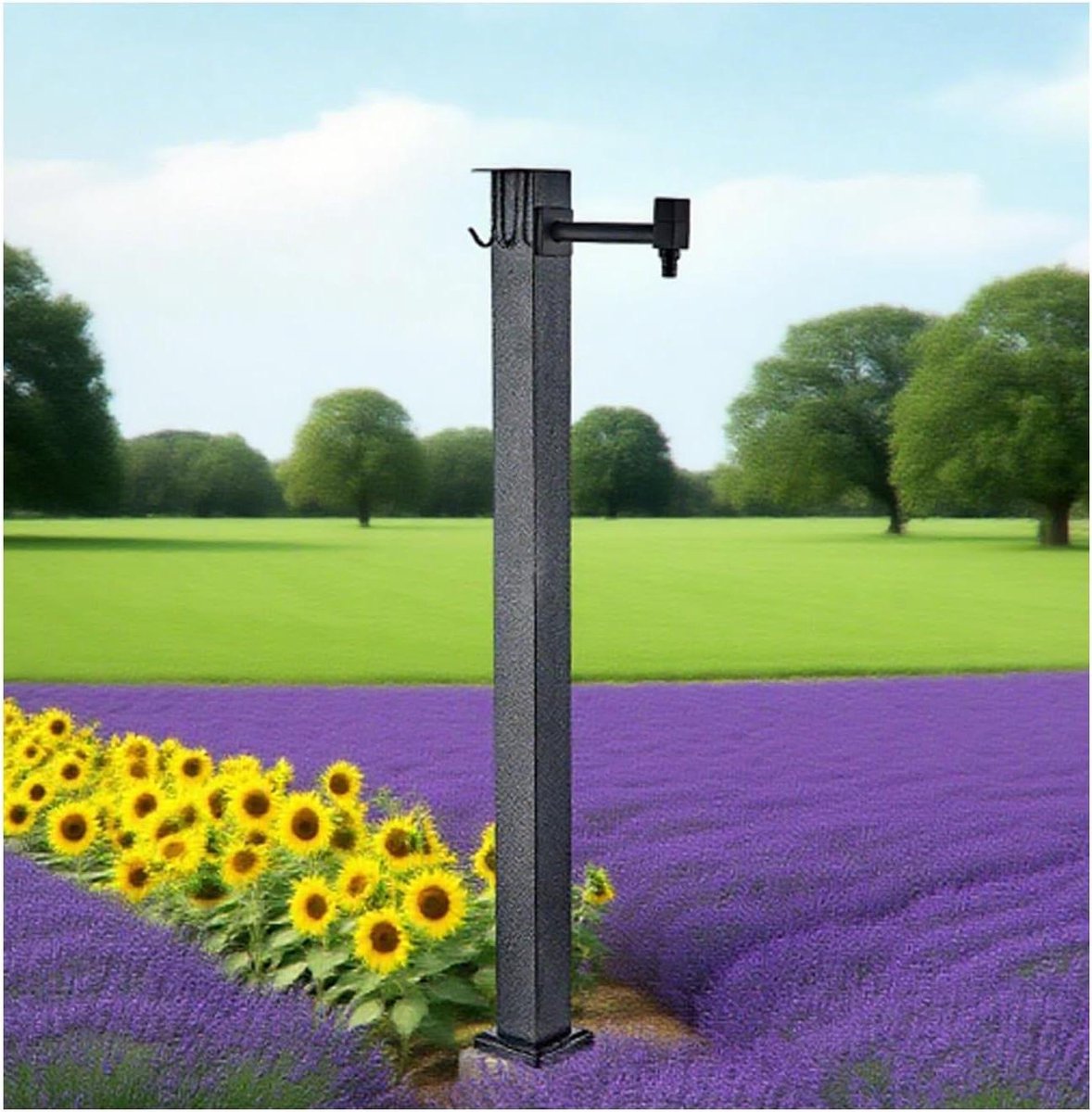 Tuinwaterkolom Met Kraan - Buiten Kraan - Tuin Besproeien - Roestvrij Staal 304 - 60 cm Hoog - Zwart