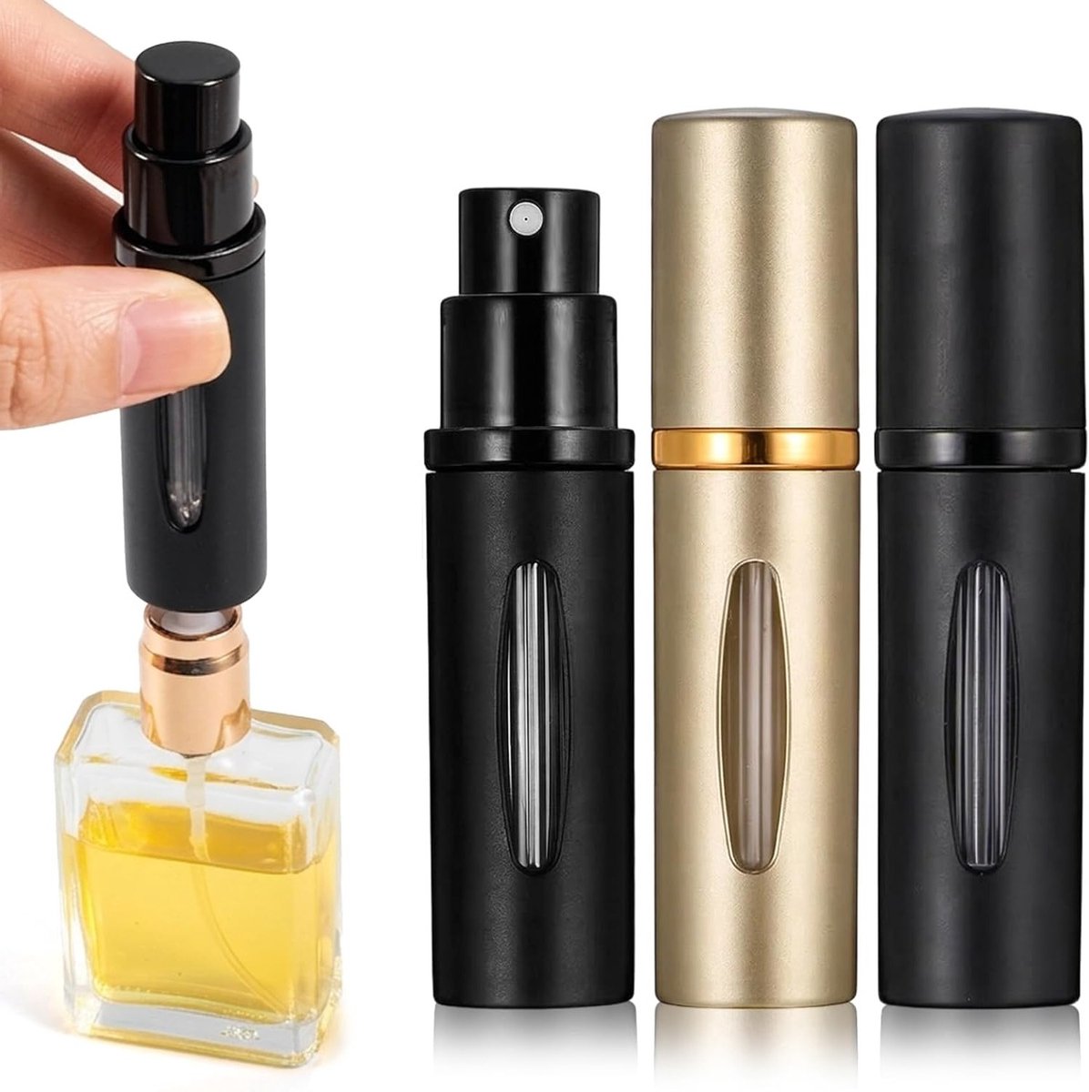 Navulbare 5 ml parfumverstuiver voor onderweg - 2 stuks mini spuitflessen voor parfum en aftershave, ideaal voor reizen en dagelijkse gebruik