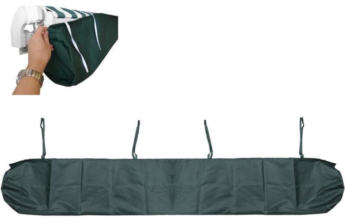 Stofwerende beschermhoes voor zonnescherm, oprolbare zonneschermhoes geschikt voor trekkoord, geschikt voor buiten, tuin of terras (maat: 3 geschikt voorer, kleur: groen).