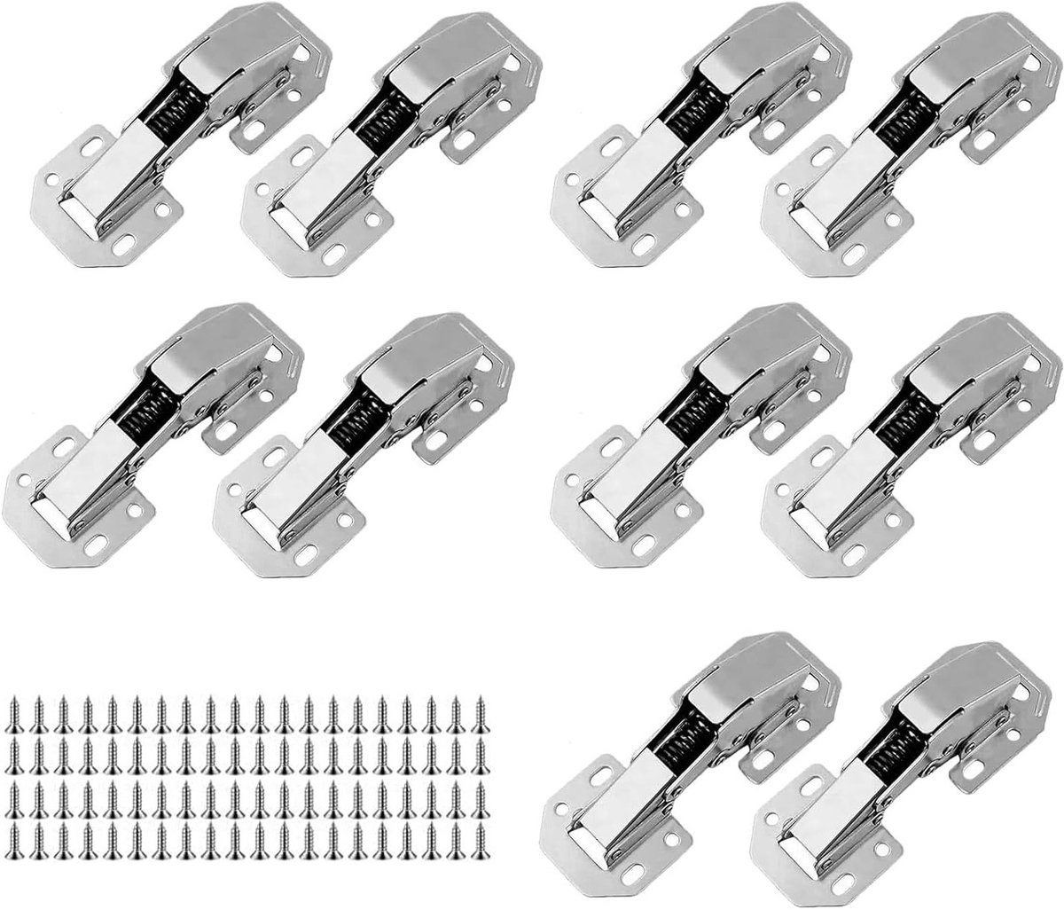 Opschroefscharnieren - Kastdeurscharnieren - Meubels Monteren - Softclose Demping - 10 stuks - Zilver