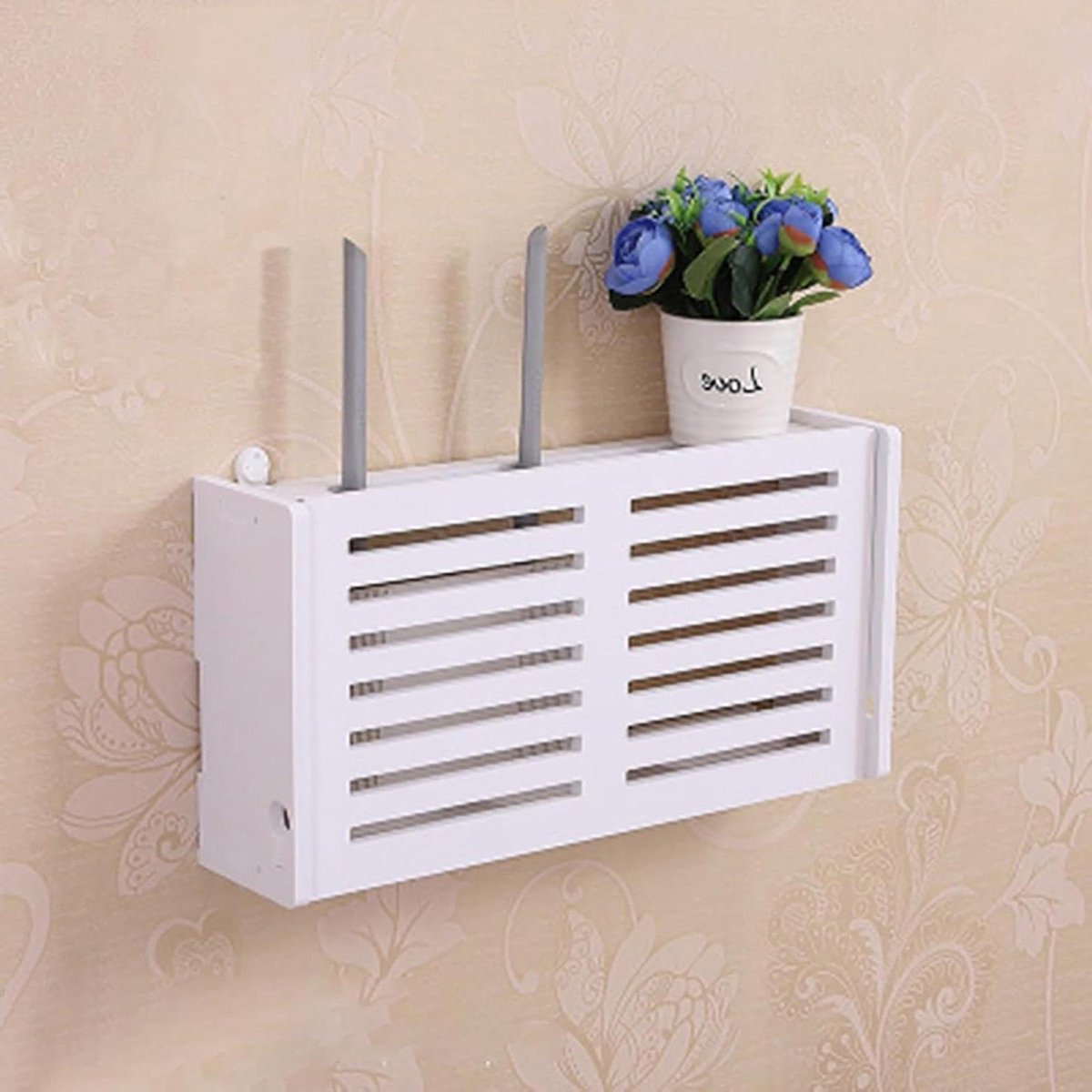 Router Opbergdoos - Wandrek Router - Apparaten Organiseren - Warmteafvoer Prestaties - 38*20*8.5cm - Wit