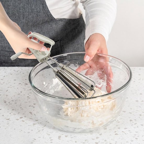 Handmatige Eierklopper - Handslingermixer Keukengereedschap - Beslag Mengen - Dubbele Mengkoppen - 25x67 cm - Wit van Merkloos — afbeelding 3