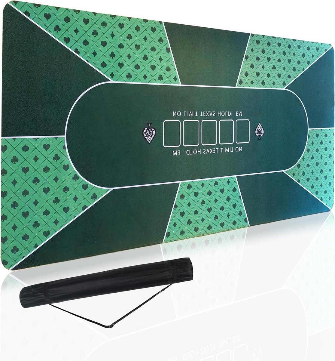 Pokertafelblad Opvouwbaar - Pokermat Texas Hold'em - Casino Avond Thuis - Antislip Geluidsreducerend - 70 x 35 inch - Donkergroen