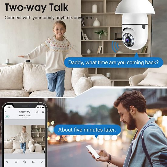 Buiten Camera Lamp - Nachtzicht Camera - Huis Beveiligen - 360 Graden Zicht - 1080P HD - Wit — afbeelding 4