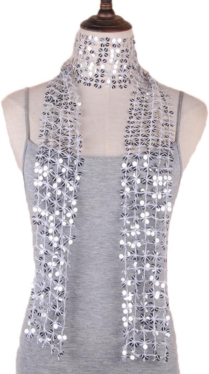Lange Glitter Sjaal met Pailletten voor Dames - Smal en Trendy Halsaccessoire