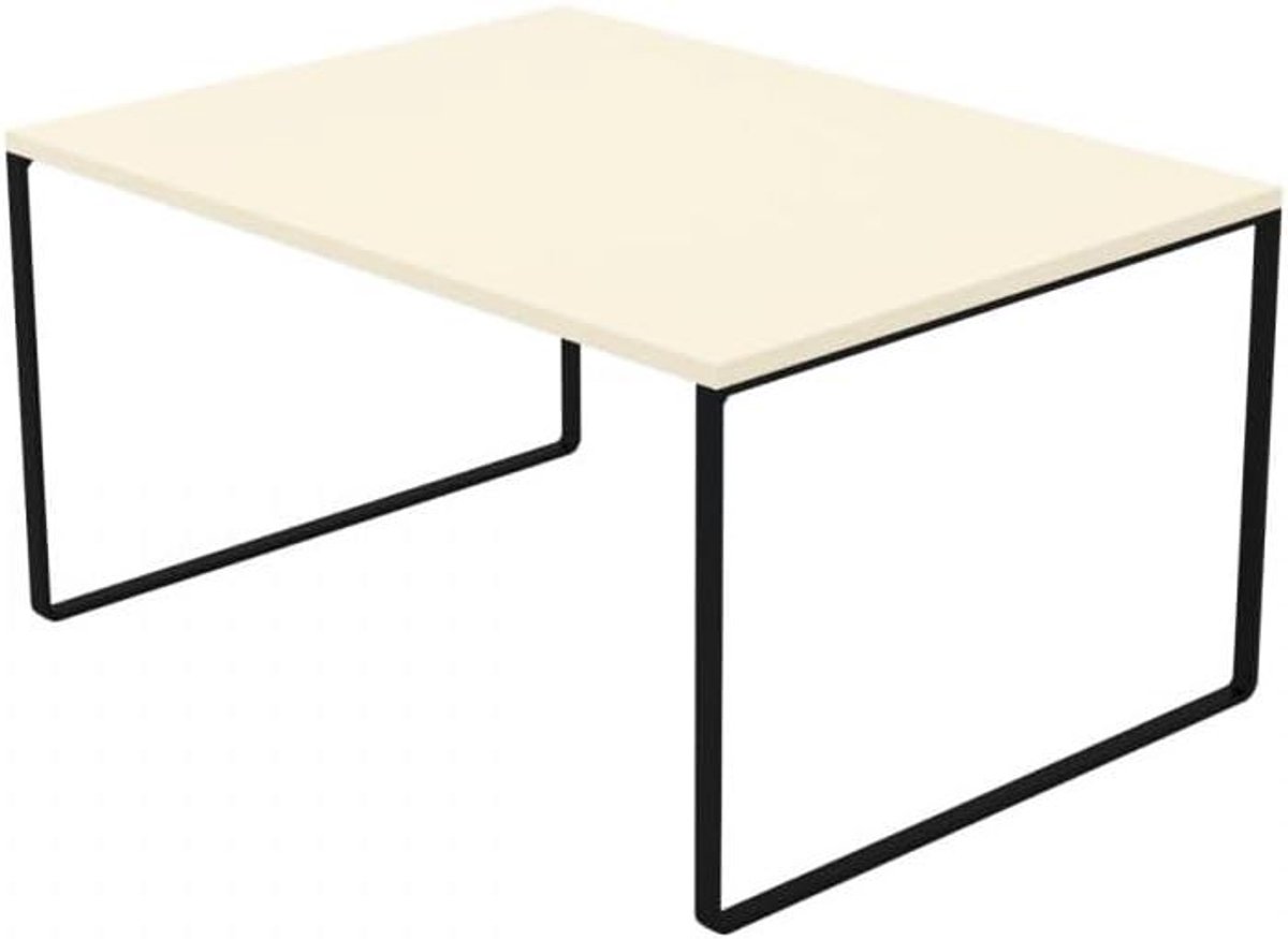 Salontafel Rechthoekig - Bijzettafel Koffie - Woonkamer Meubel - Stevig Metalen Frame - 50x50cm - Vanille