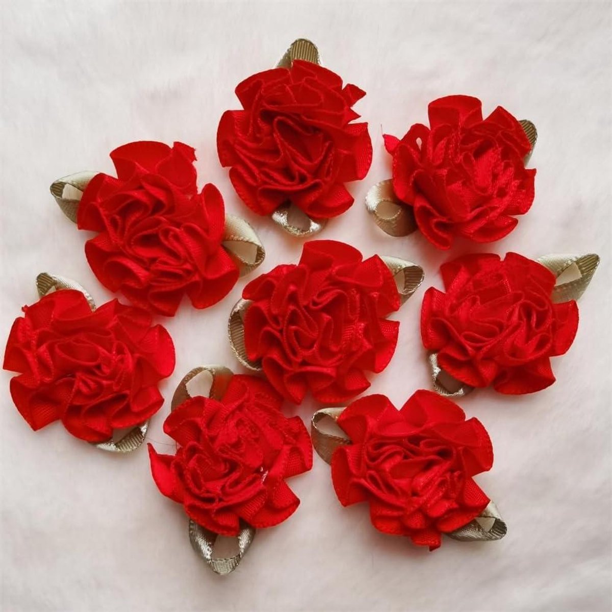 Satijnen Lint Bloemen - Anjer Applicaties - Doe-het-zelf Knutselen - Gladde Textuur - 3 cm - Rood