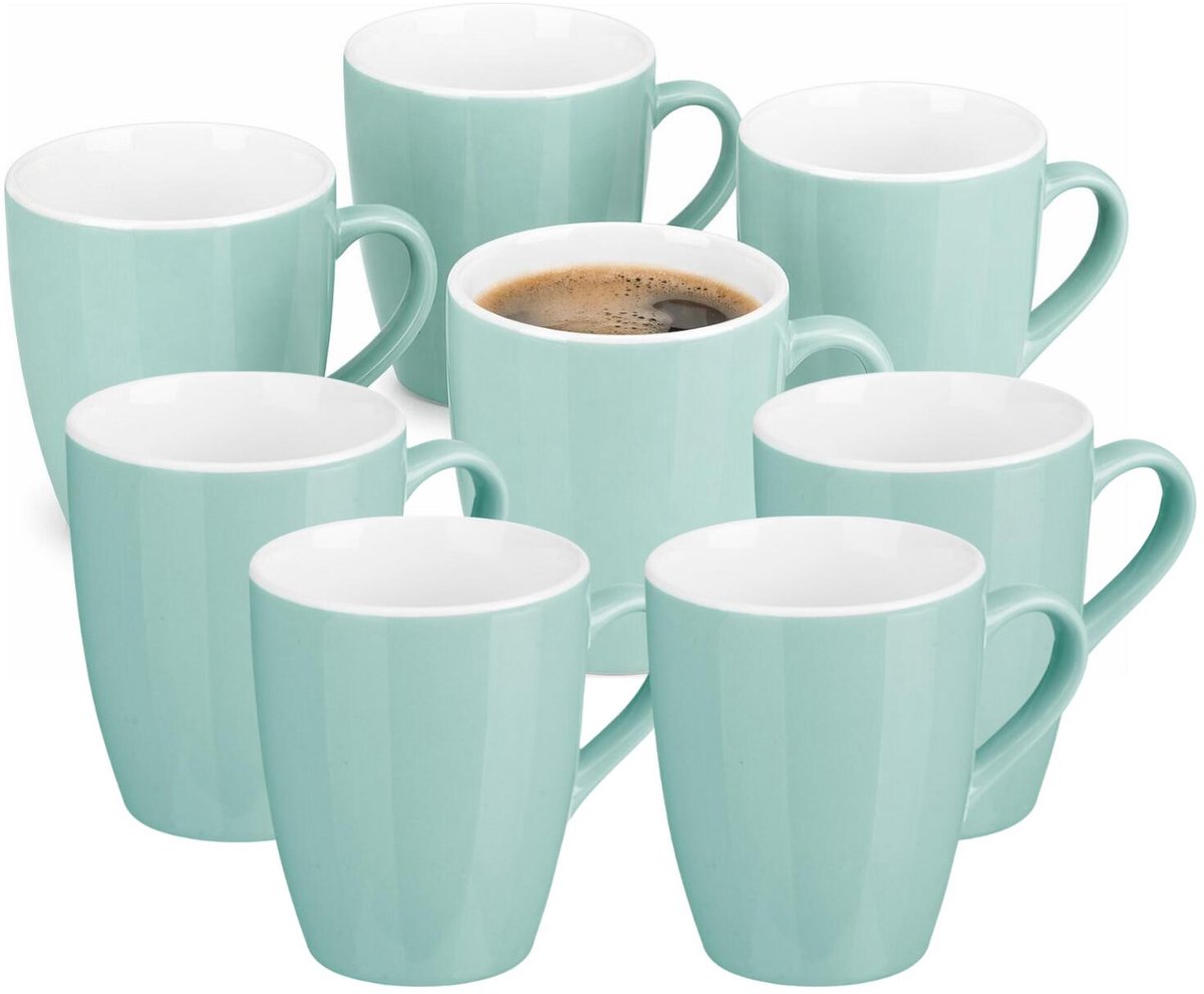 Vessia Design koffie mokken / bekers met oor - 16x stuks - mintgroen - keramiek - 410 ml - servies - kopjes