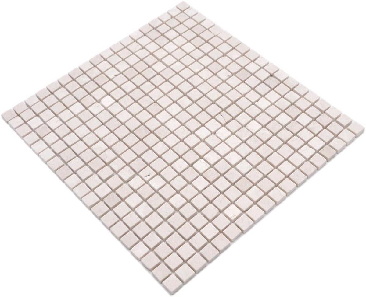 Mozaïektegel Marmer - Natuursteen Plaat - Muur Bekleden - Anticato Afwerking - 30 x 32 cm - Wit